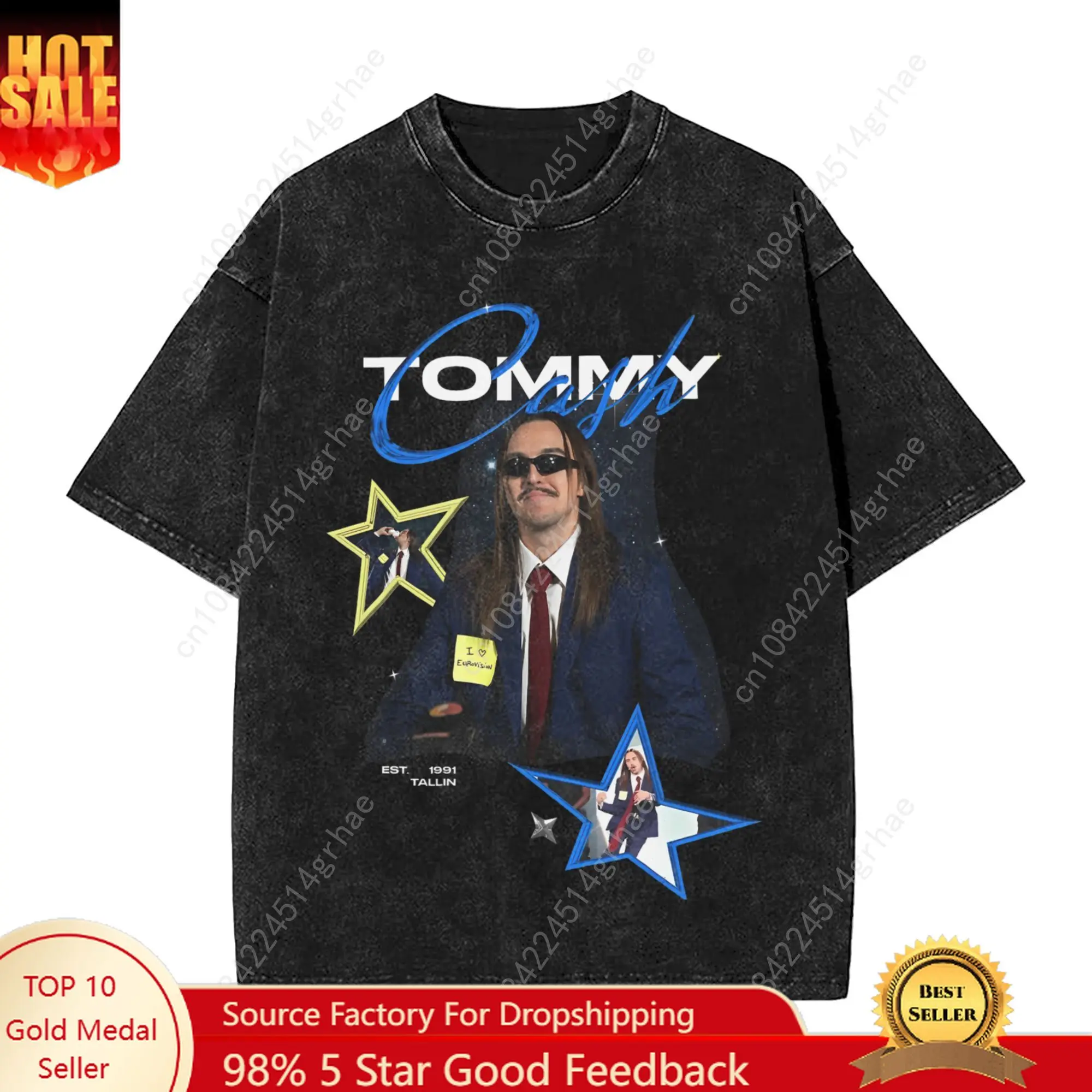 Camiseta para hombre Tommy Cash Espresso Macchiato, camisetas lavadas, Hip Hop Eurovisions 2025, camisetas de verano, camisetas de algodón de diseño Vintage, regalo