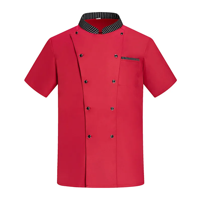 Giacca da cuoco da uomo nuova Abbigliamento da cuoco Camicie uniformi Manica corta Ristorante Hotel Costume da cucina Cappotto da cuoco Grembiule unisex