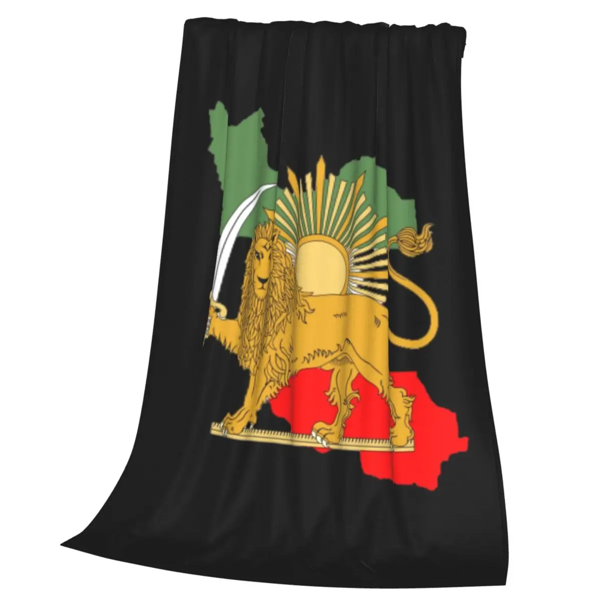 Iran Persia Map Flag Shir O Khorshid Lion And Sun Blankets Soft Warm Flannel Throw Blanket Cover for Bed Travel Home Sofa