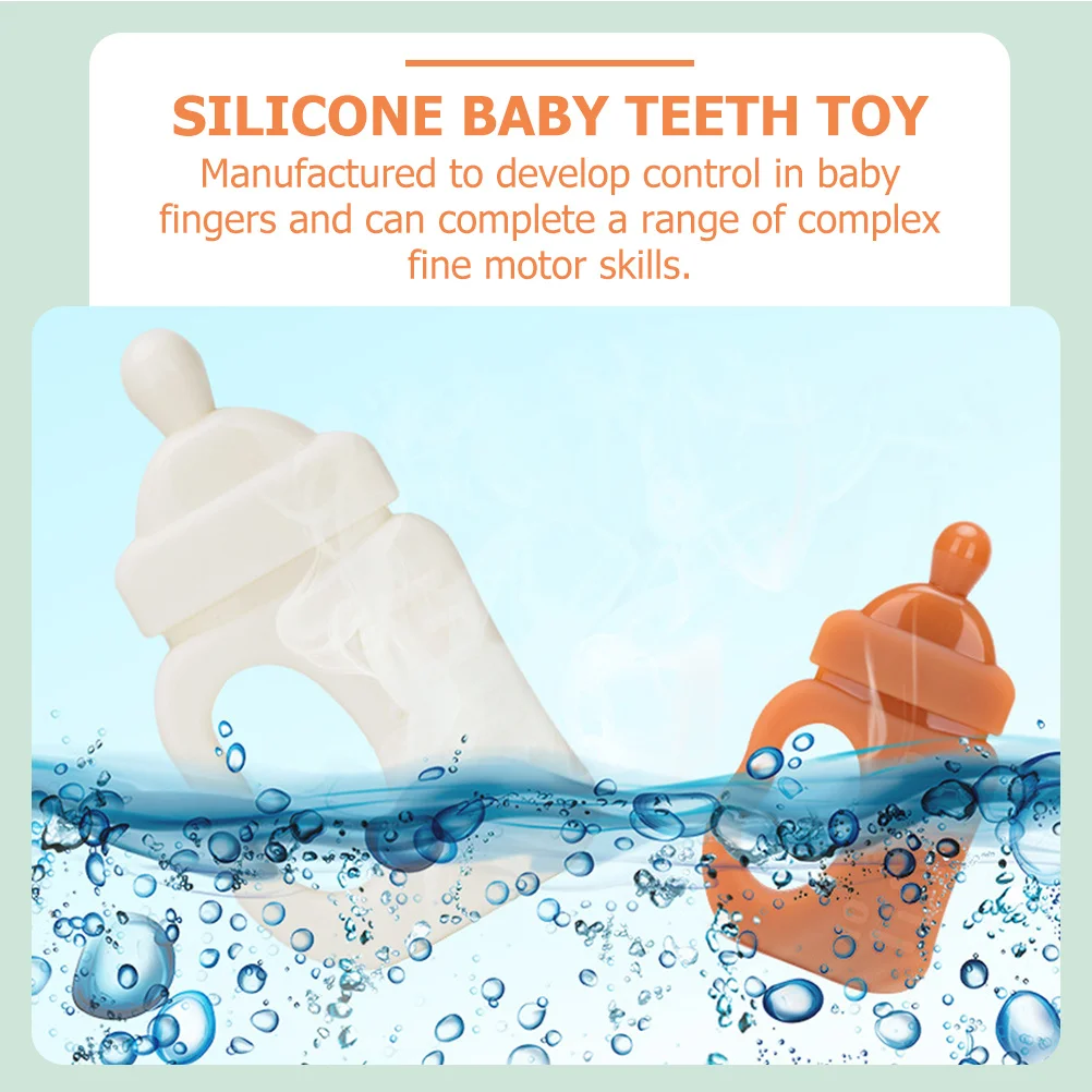 2 قطعة عضاضة سيليكون مريحة للأطفال مهدئة للمضغ لتخفيف اللثة تعزز الإمساك والمهارات الحركية الدقيقة 0-12 شهرا