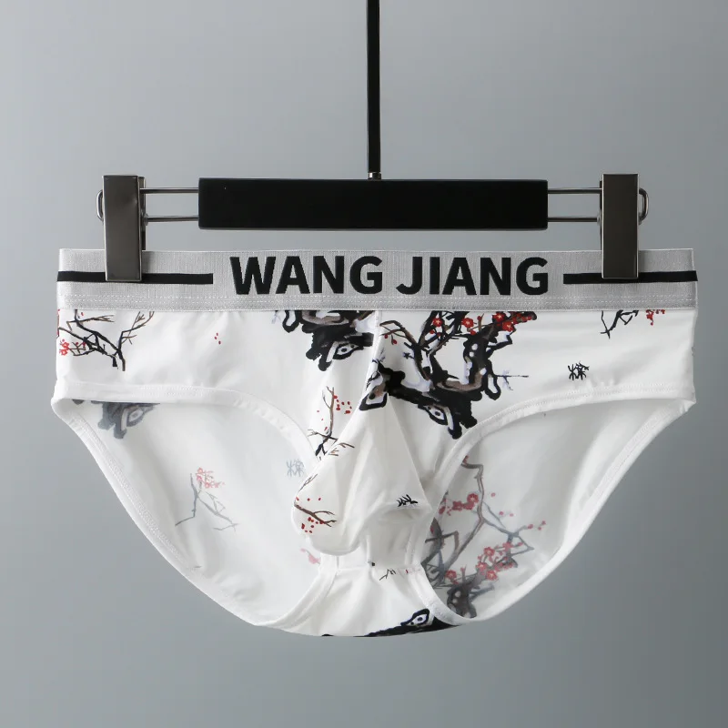 

Summer Ice Silk Elephant Trunk Men's Underpants Triangular Pants Low Waist Printed ThinBriefs Panties Fashion Male Underwear