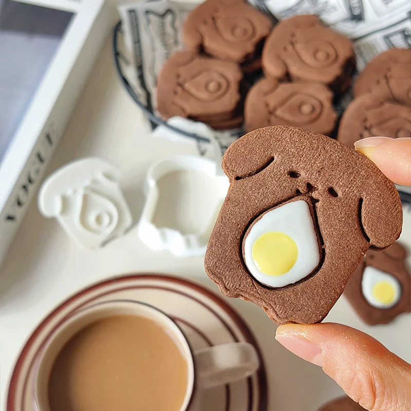 Cortador de Galletas 3D con Forma de Perro, Molde de Presión para Fondant y Galletas, Herramientas de Repostería para Decoración DIY