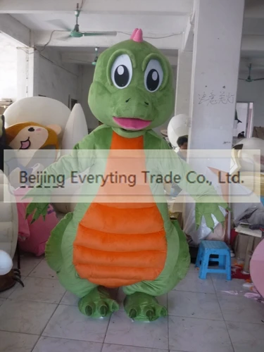 

New Adult Hot Sale Foam Green Dinosaur Fancy Cartoon Mascot Costume Plush Christmas Fancy Dress Halloween Mascot Costume