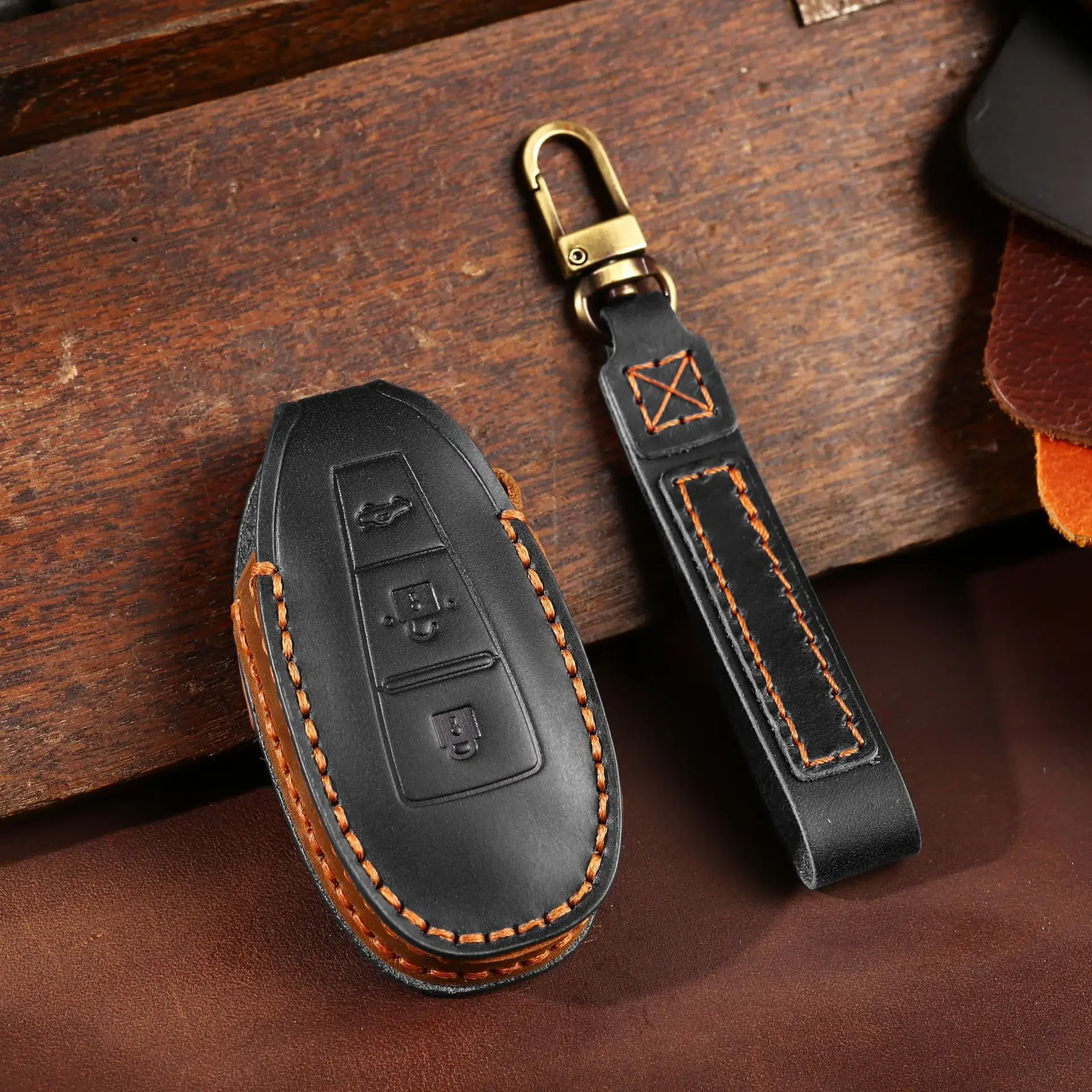 1pc Leather Car Key Case Cover For Suzuki Kizashi Swift SX4 S Cross Baleno Ciaz Keychain Holder Keyring Shell Fob Protector