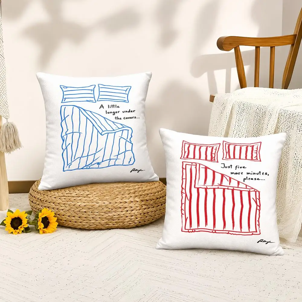 Just Five Minutes Art Cushion Cover Silky Short Plush Invisible Zipper Dustproof Sofa Pillow Case For Home Decor