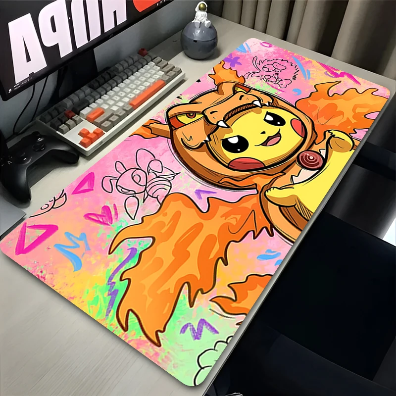 Mouse Pad Game Large Desk Mat Computer Keyboard Pad P-Pokemon Pikachu Mousepad Kawaii PC Gaming Accessories Rubber Carpet