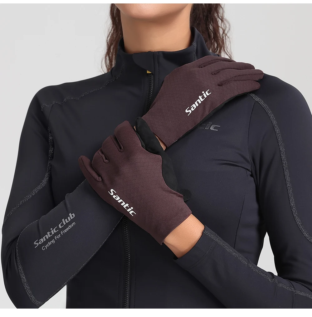 Santic Herren leichte Fahrradhandschuhe MTB Bike Warm Plus Fleece winddicht Touchscreen Rennrad Vollfinger-Winterhandschuhe – Detail 11