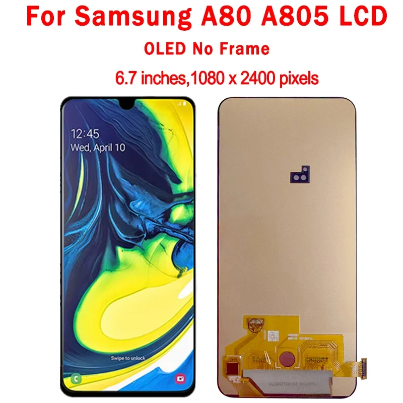 Super AMOLED For Samsung  A80 A805 A805F LCD display Touch Screen Digitizer Assembly with Fingerprint For Samsung A90 LCD image 4