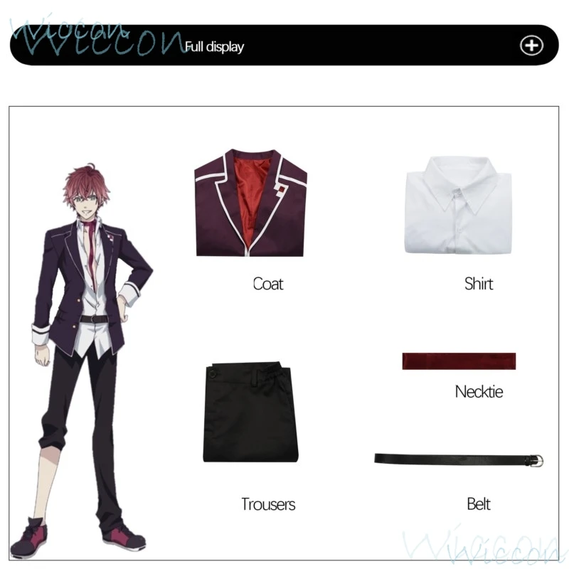 Anime Sakamaki Ayato Cosplay Costume Game DIABOLIK LOVERS School Uniform Wig Prop Set Necklace Party Role Play Outfit for Men