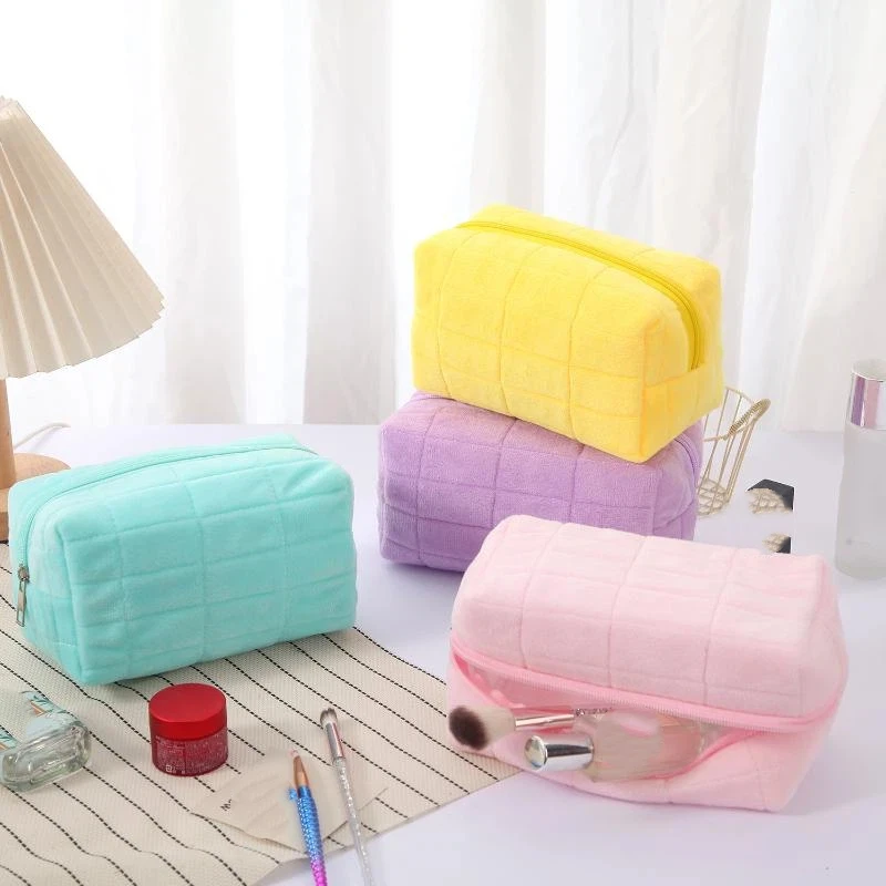 الصلبة الفراء المرأة سستة ماكياج المنظم مستحضرات التجميل حقيبة التخزين حقيبة يد القرطاسية مقلمة السفر يشكلون أدوات الزينة لكمة #1