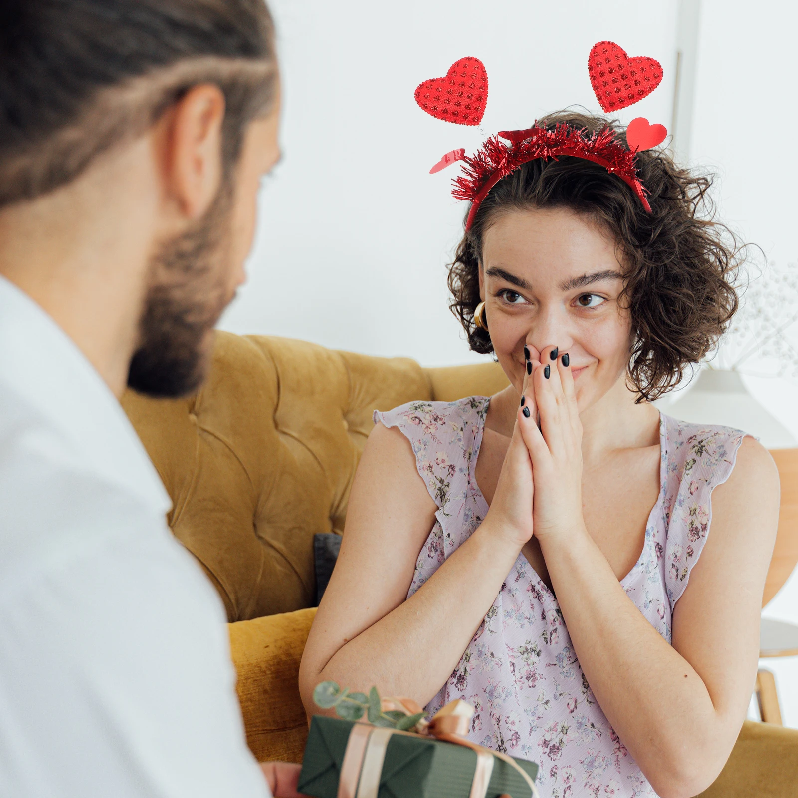 

Red Heart Bopper Headband Glitter Tassel Hair Accessories for Women Party Red Heart Bopper Hair Accessory