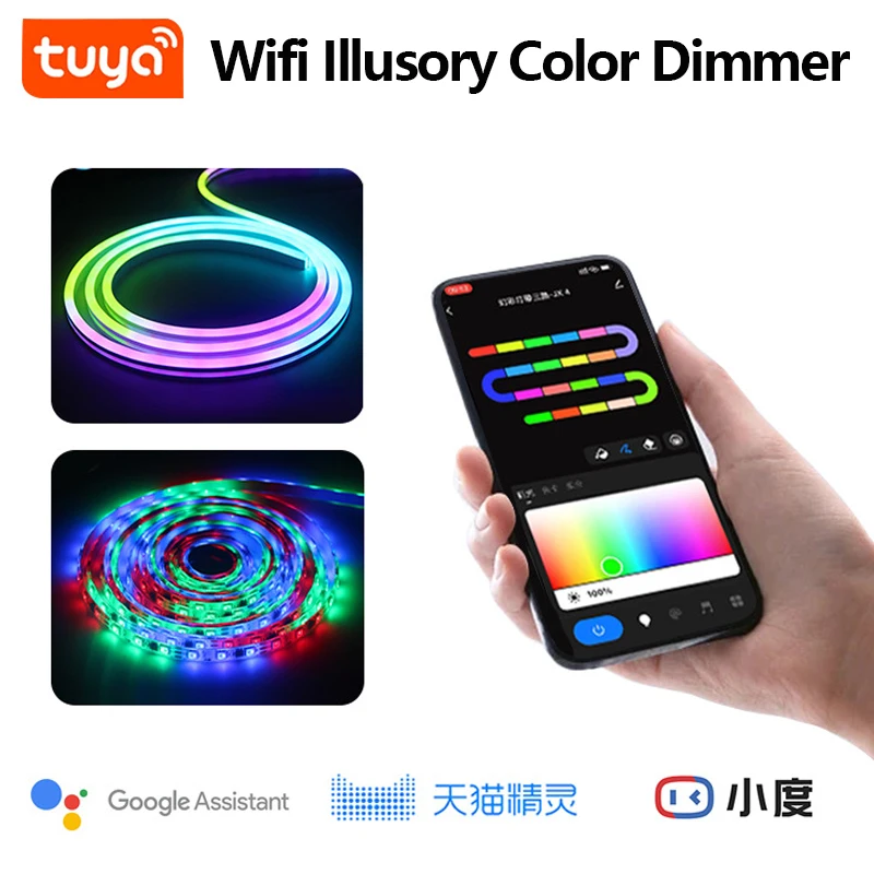 Tuya Wifi WS2811 WS2812B RGBIC LED Controller DC5V 12V 24V LED Dimmer Music Bluetooth Remote Control 1250Pixels for Alexa Google