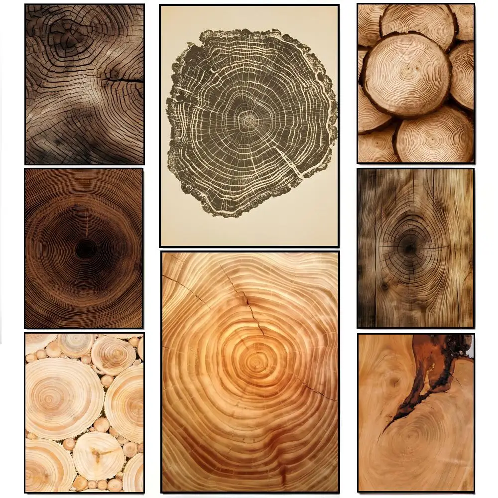 Beige Tree Rings Poster Elegant Indoor Artwork Design & Contemporary Home Decor