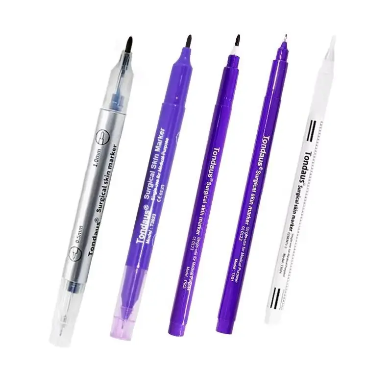 10pcs Professional Surgical Sterile Skin Marker Pen Microblading Tattoo Eyebrow Lip Skin Marker Pen Measuring Ruler Set Tool