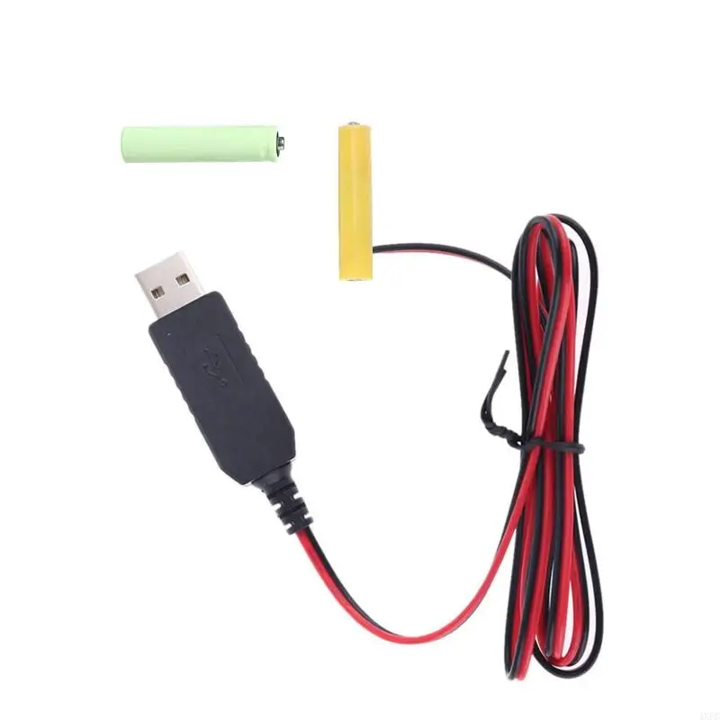 Éliminateurs de piles factices AAA LR03, câble d'alimentation USB, remplacement de piles 2x1.5V, câble d'élimination de la batterie pour lumière LED