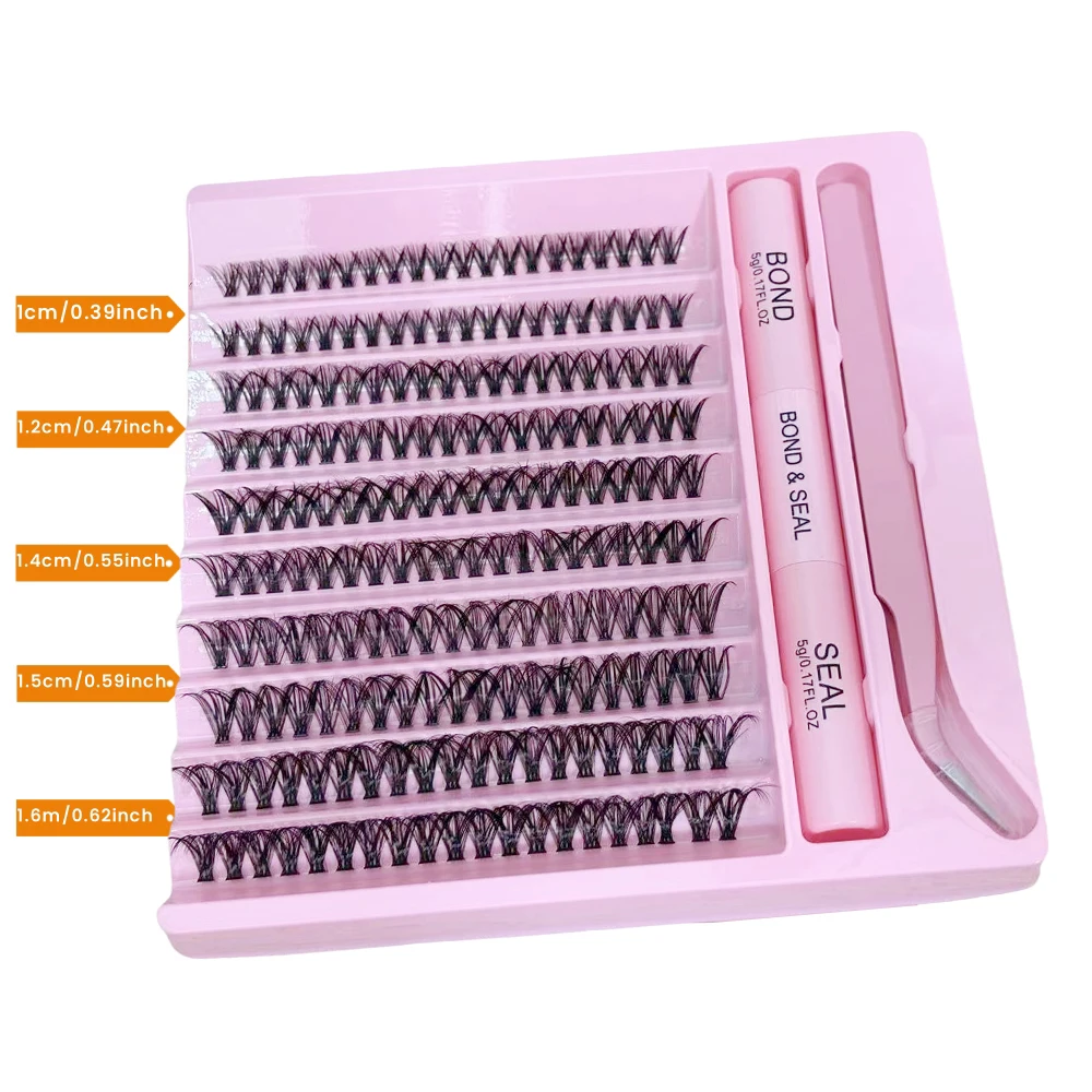 200 pièces de faux cils à grappe unique, faux cils en fourrure de vison, moelleux et naturel, longueur mixte 10-16mm