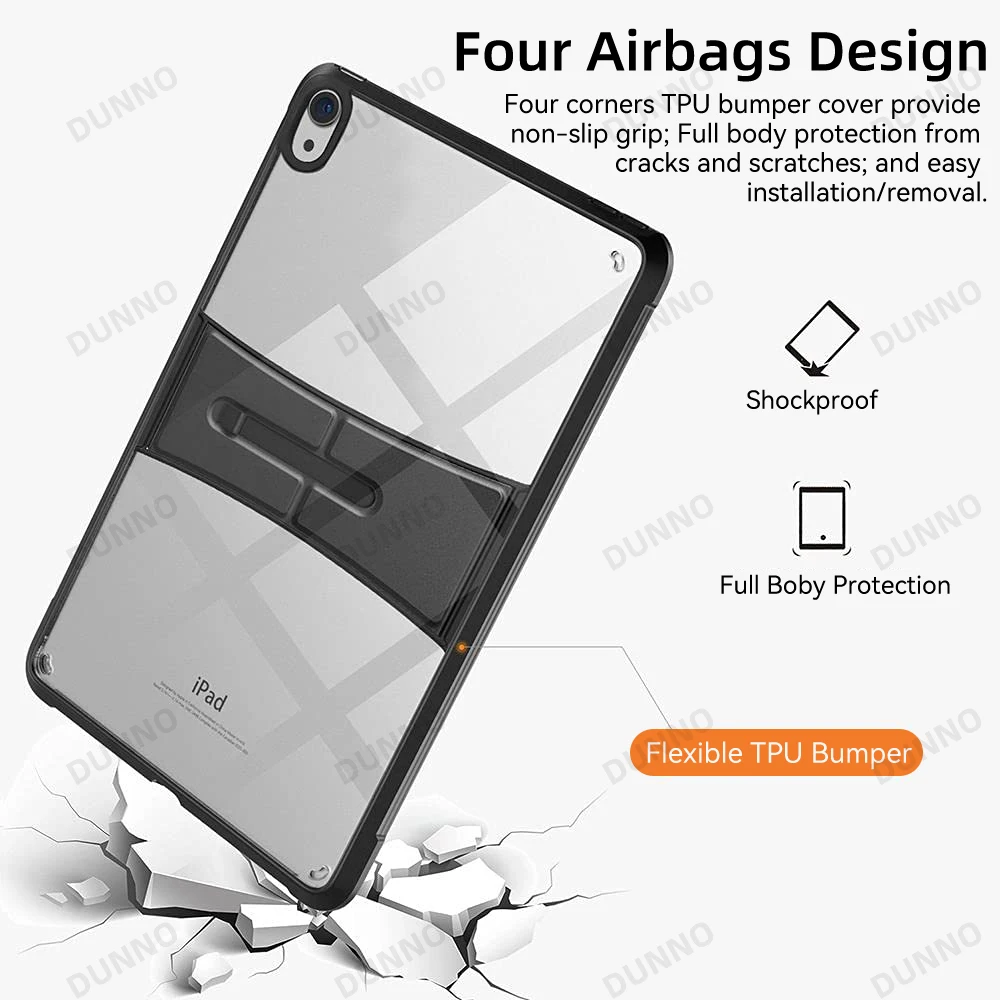 Ringke Fusion Compatibile con Cover iPad Air 11 M4 / M3 / M2 e 5th / 4th, Custodia Trasparente Paraurti Antiurto con Supporto per Stilo - Smoke Black
