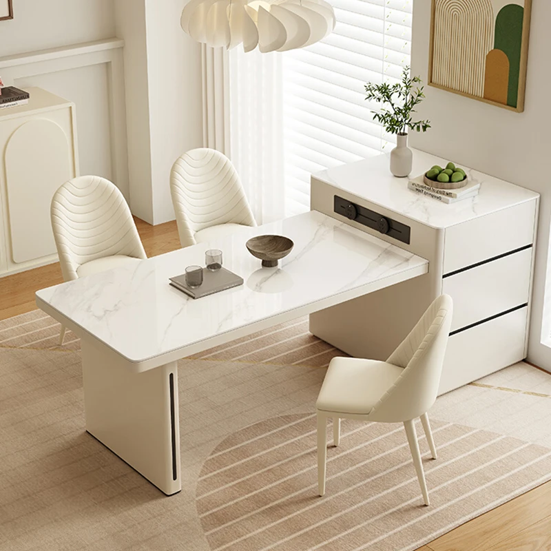 

Modern Cream Style Aesthetic Quartz Kitchen Island Extendable Dining Set Minimalist Compact Solid Wood Home Furniture FYDT​