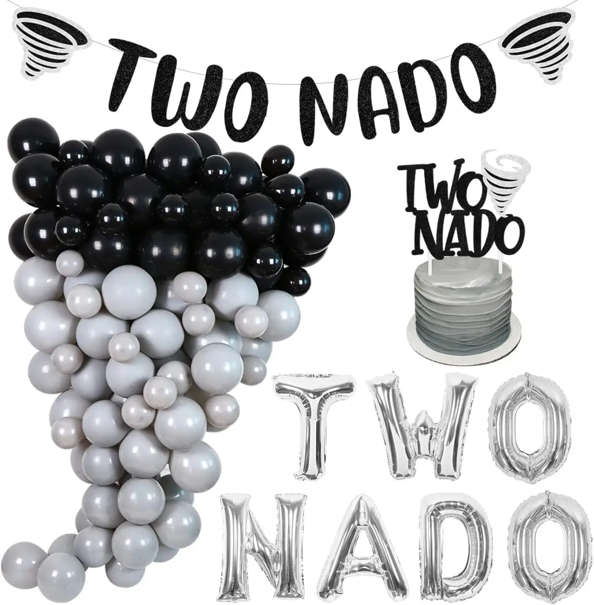 

Украшения для дня рождения Cheereveal Twonado, тема Торнадо, 2 поставки, двухнадо, баннер, воздушные шары для торта