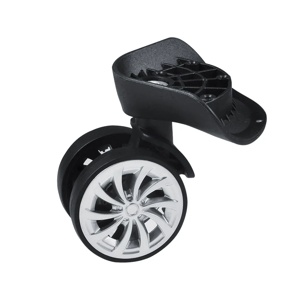 1Pair Durable PP+PET Swivel Wheel Replacement 360 Rotating Black Suitcase Wheels Travel Suitcase Wheels Luggage Repair