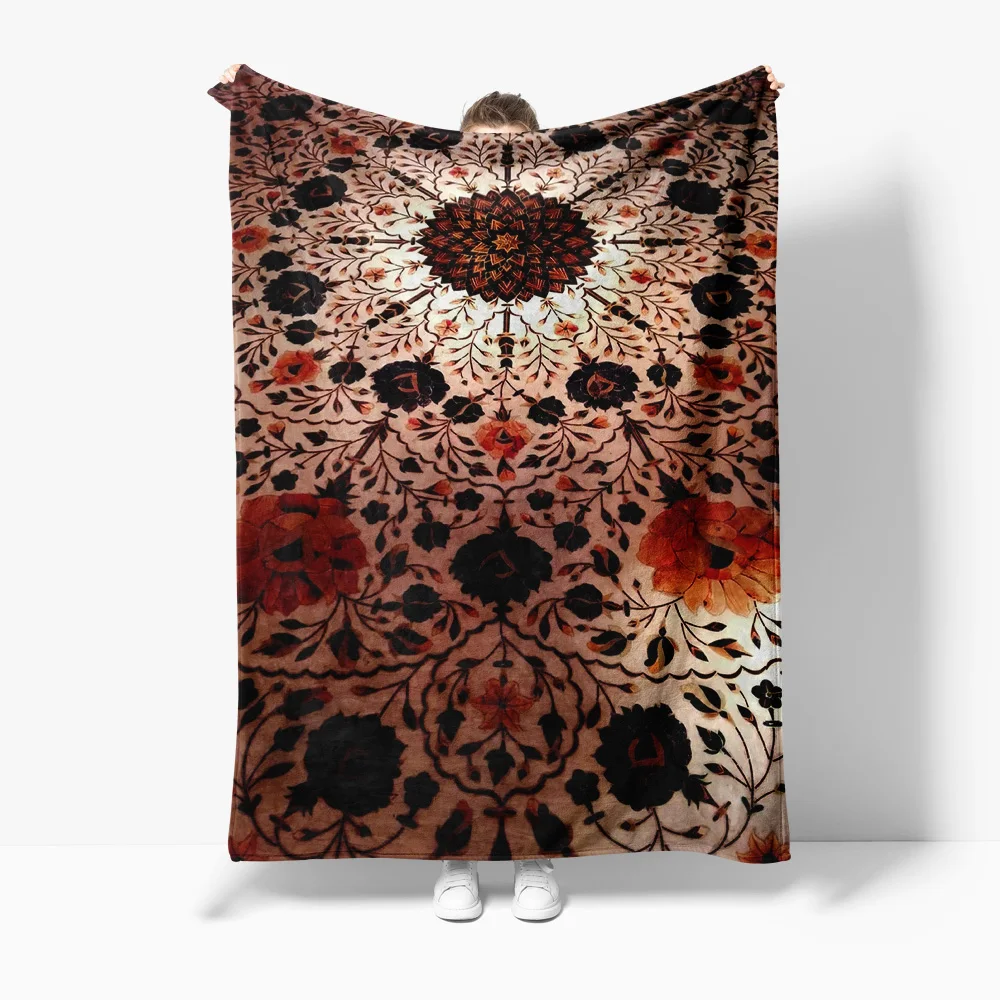 

Осеннее одеяло с цветочным дизайном, темное уютное флисовое одеяло с цветочным принтом, декоративное одеяло для дивана-кровати, гостиной