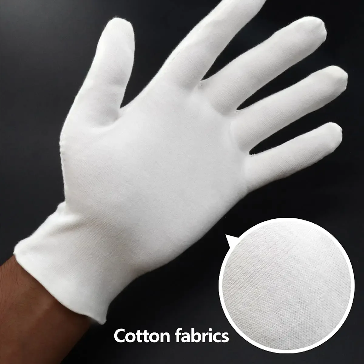 2Pairs White Cotton Gloves Thickened Stretchable Lining Glove Cleaning Glove Gardening Gloves Jewelry Gloves for Home Work