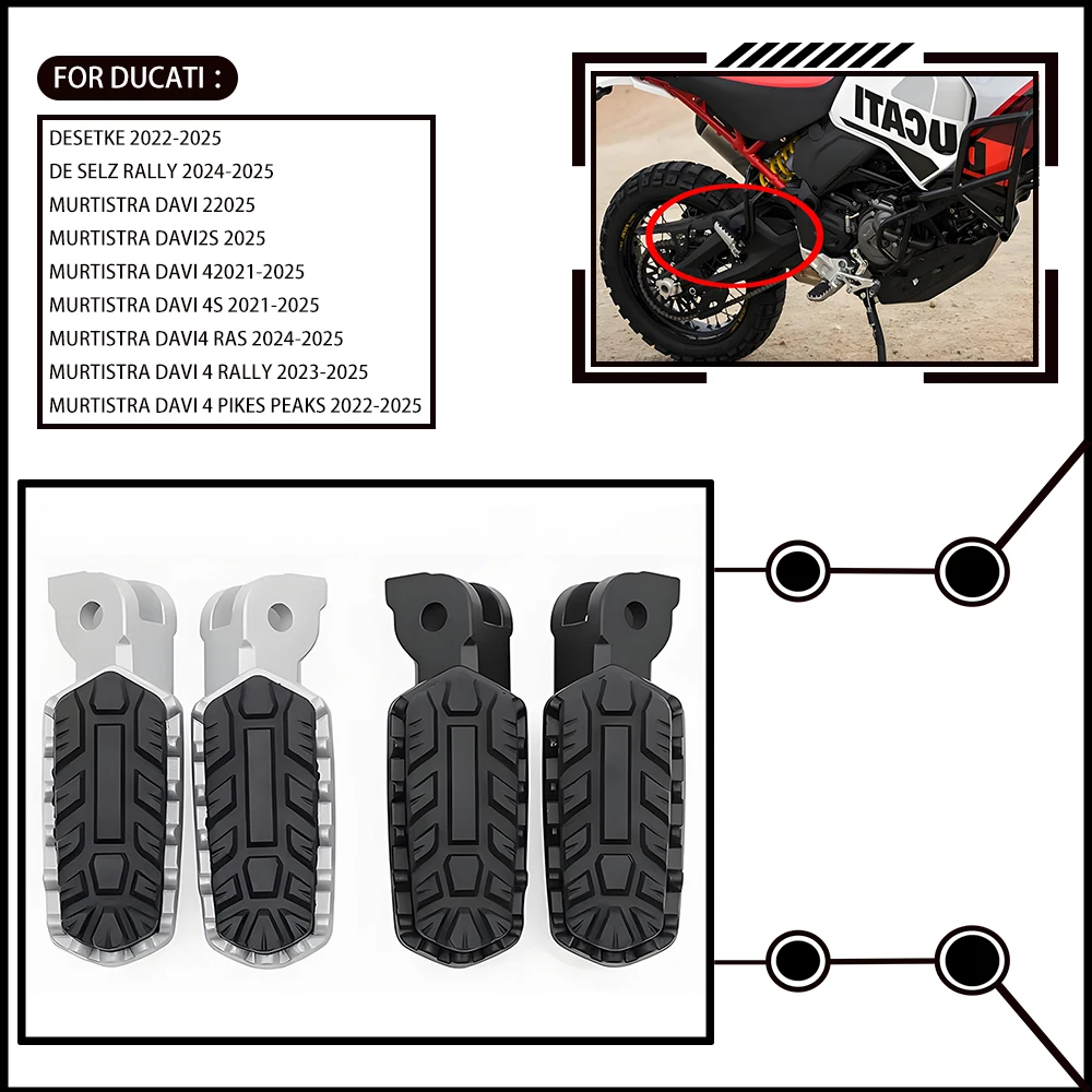 Suitable for Ducati Multistrada V2 V2S V4/V4S/RS/Pikes Peak/Rally 2022-2025 Motorcycle Front and Rear Foot Pegs