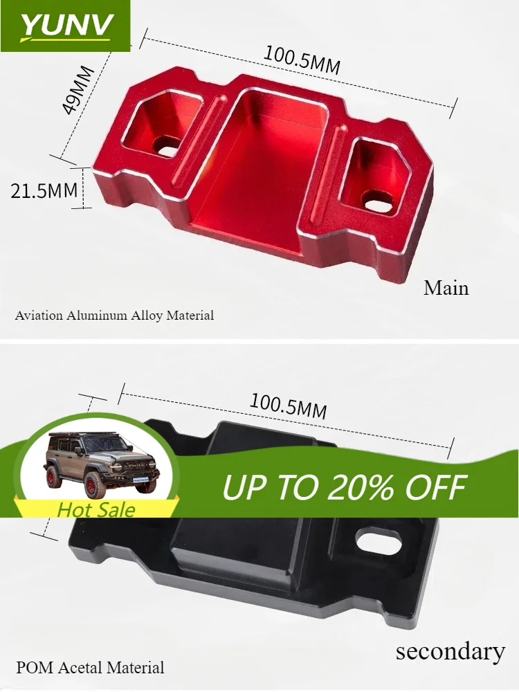 YUNV Door Check Strap for Tank 300 Tailgate Limiter Block Aluminum Alloy Strengthener Sinking Rattle Cover