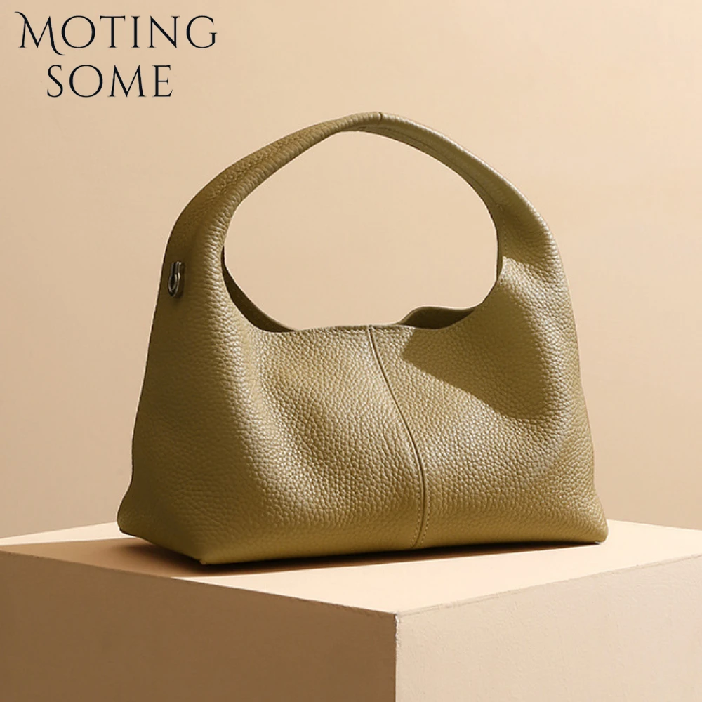 

Motingsome Natural Leather Women Dumpling Bags Crossbody Commuting Lady Fashionable Portable Messenger Bag Shoulder Satchel New