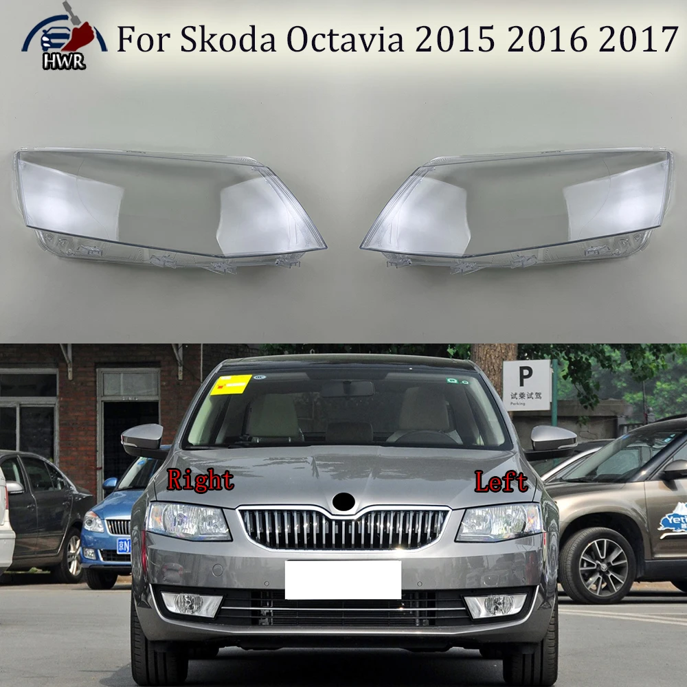 

Front Headlamp Cover Transparent Lampshades Lamp Shell Masks Headlight Shade Lens Plexiglass For Skoda Octavia 2015 2016 2017