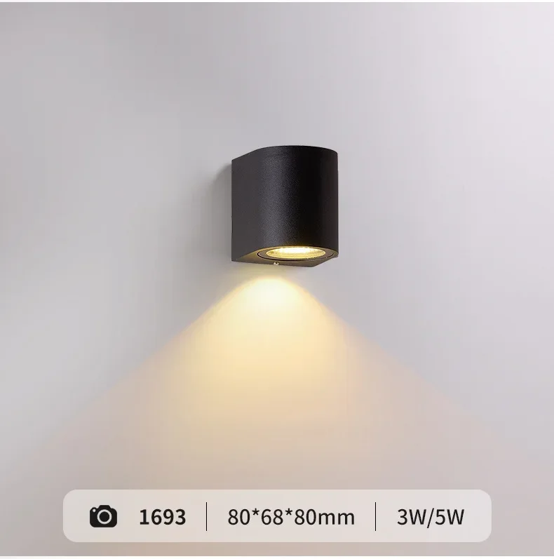 Round Square Modern Wall Lights Garden Porch Ip65 Waterproof Up Down Lighting Outdoor Led Bedroom Lamp Wall Decor