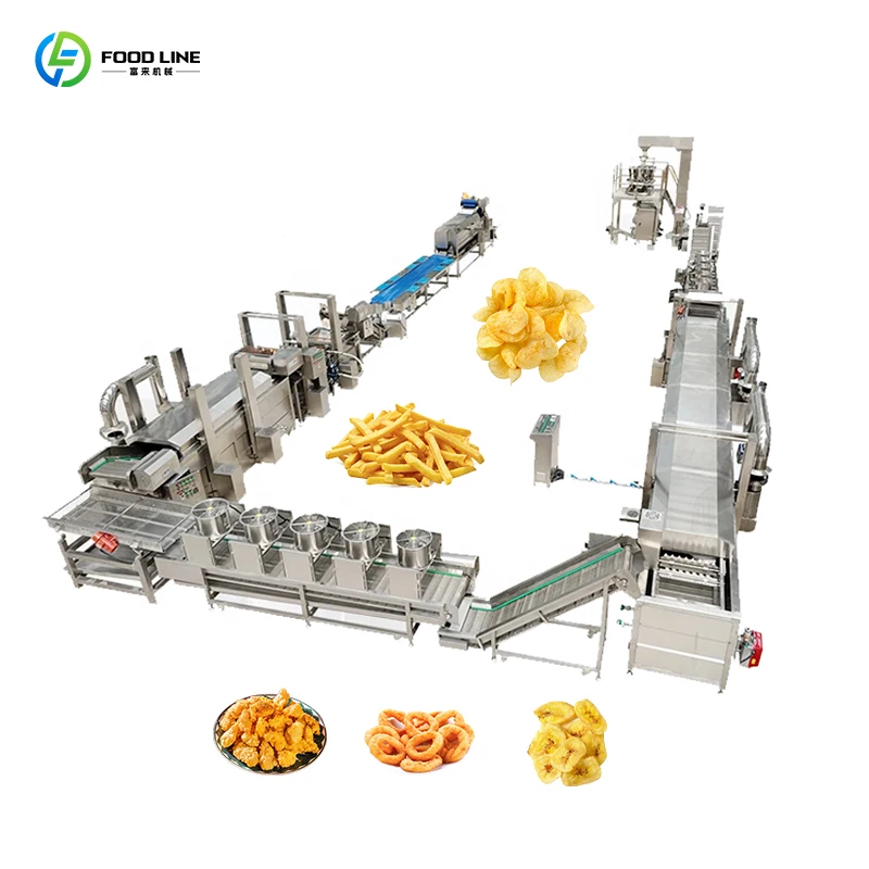 Industrial Potato Chips Production Line Frying Seasoning Packaging Heavy Duty System Custom