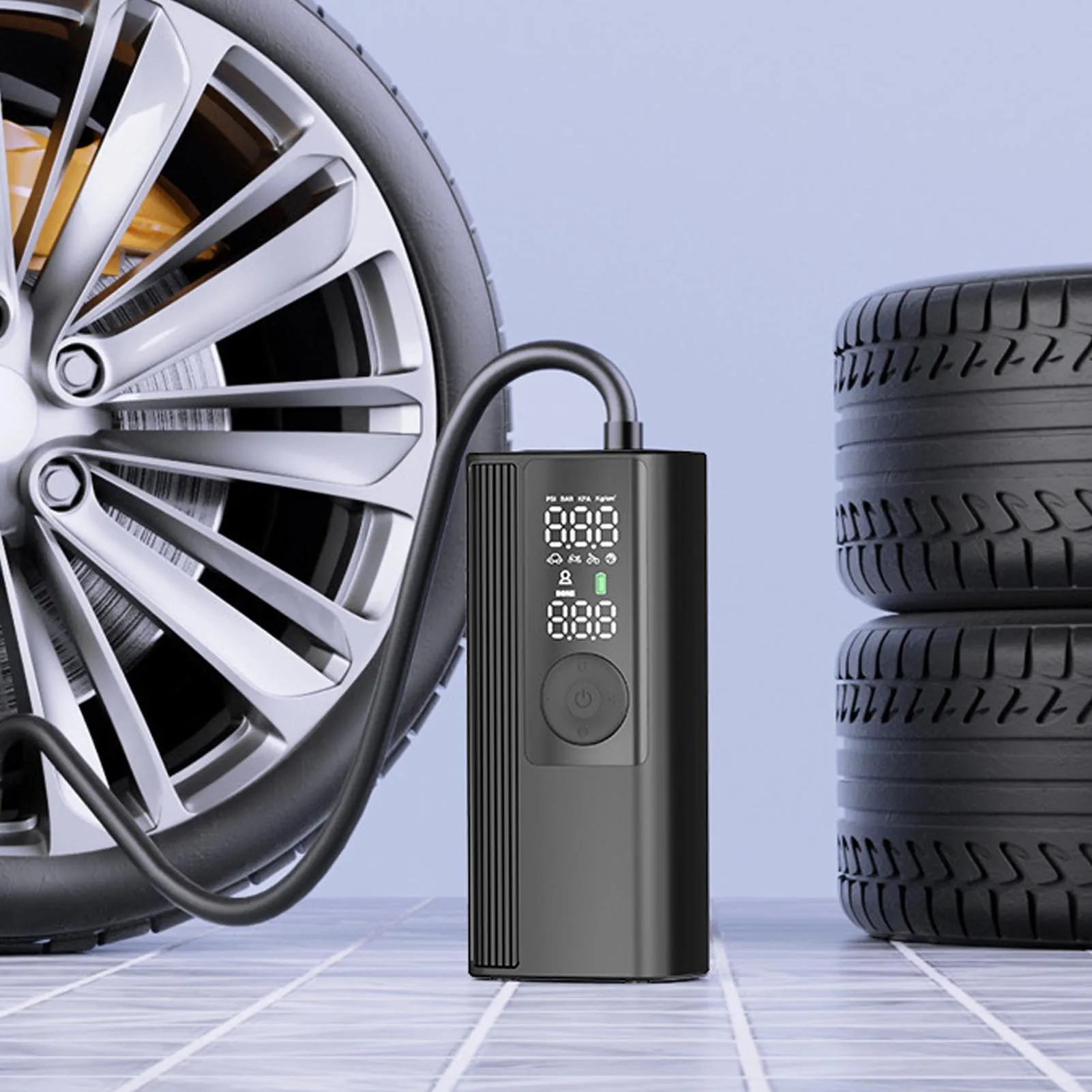 Electric Tire Inflator 4000mAh Li Battery Portable Air Compressor Digital LCD Screen Pressure Display for Car Motorcycle