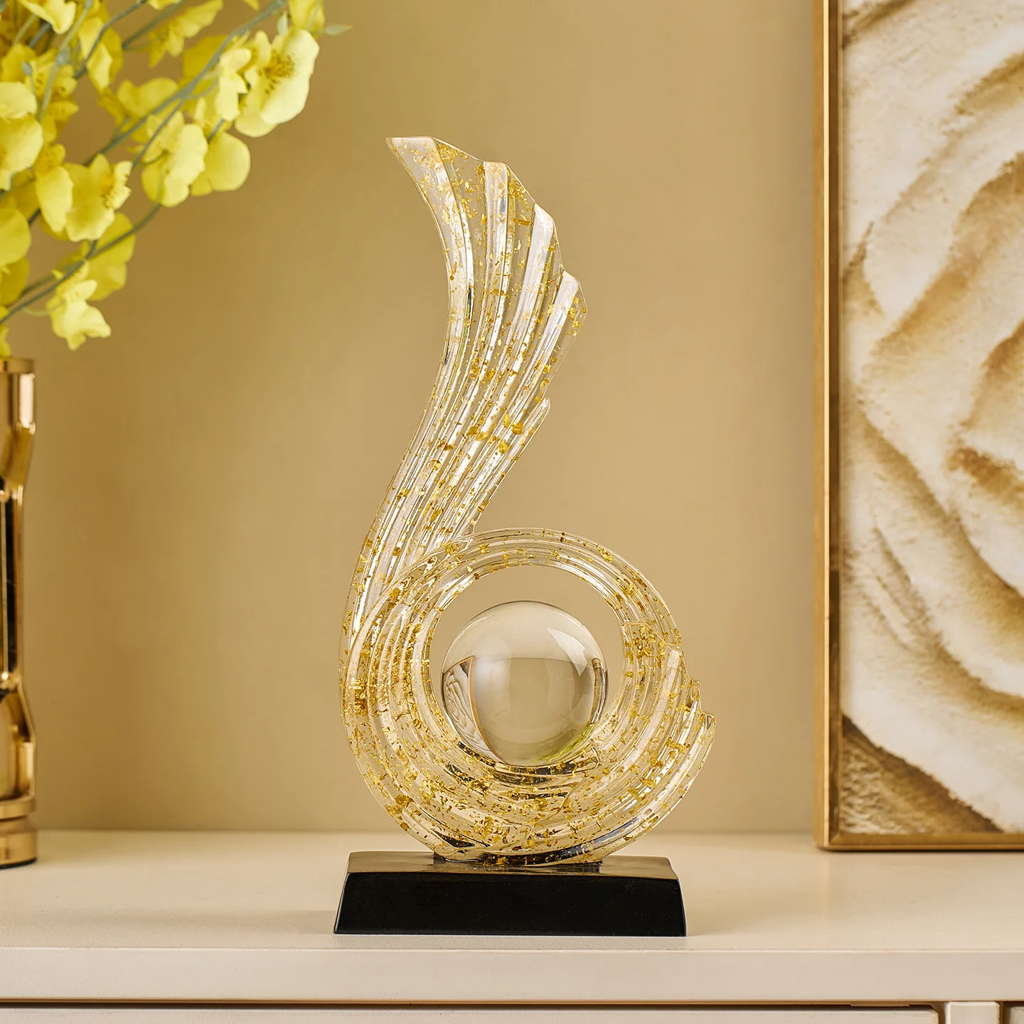 PYJ light luxury high-end feng sheng shui moral ornament living room study office resin decoration ornament