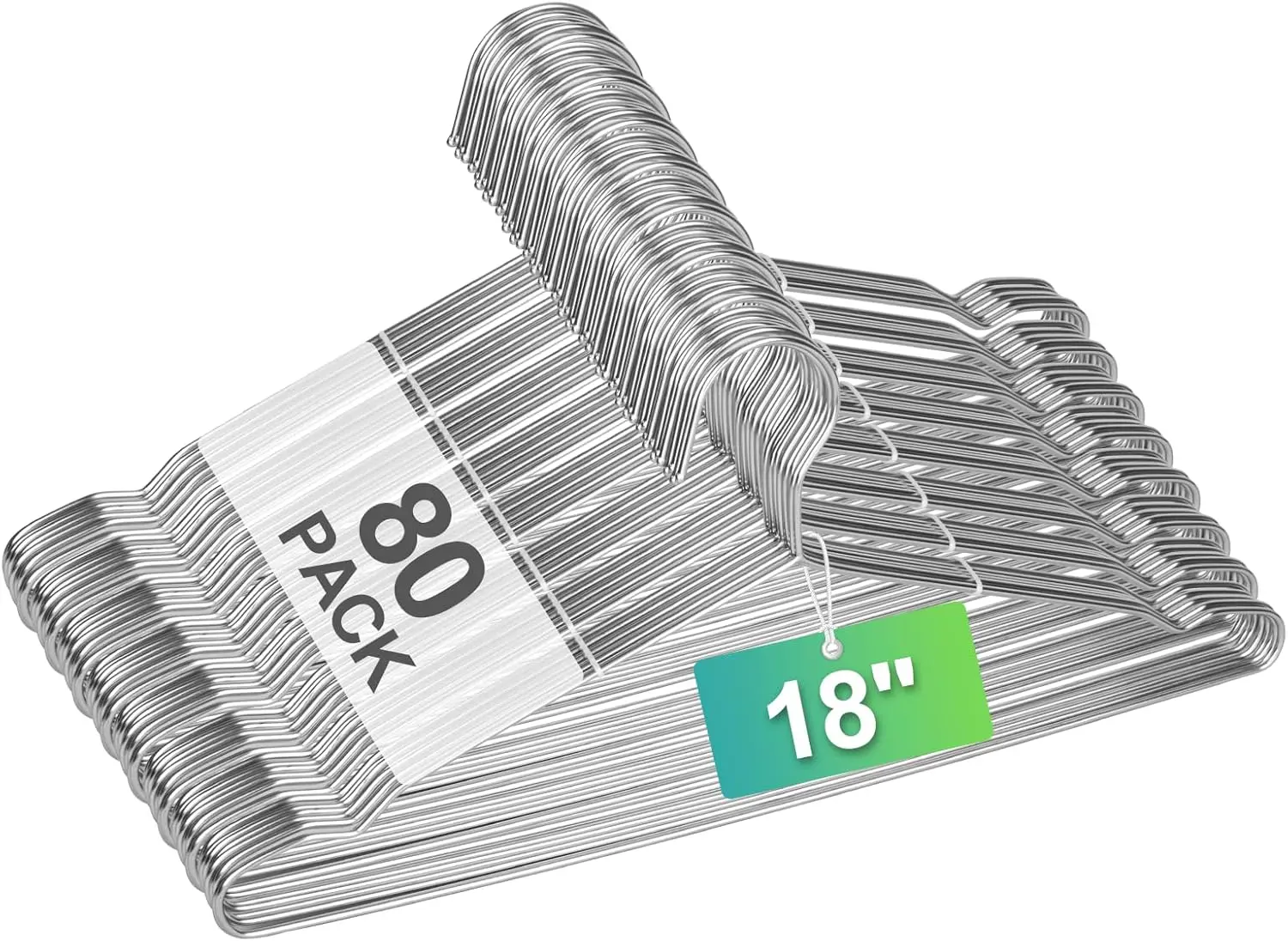 

Heavy Duty Stainless Steel Hangers 18 Inch, 80 Pack, Non-Slip Grooves, Space Saving, Rustproof for Suits Shirts Pants Dresses