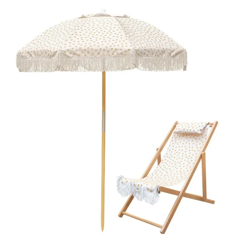 Outdoor foldable, portable with tassel, leisure beach chair, sunshade beach umbrella