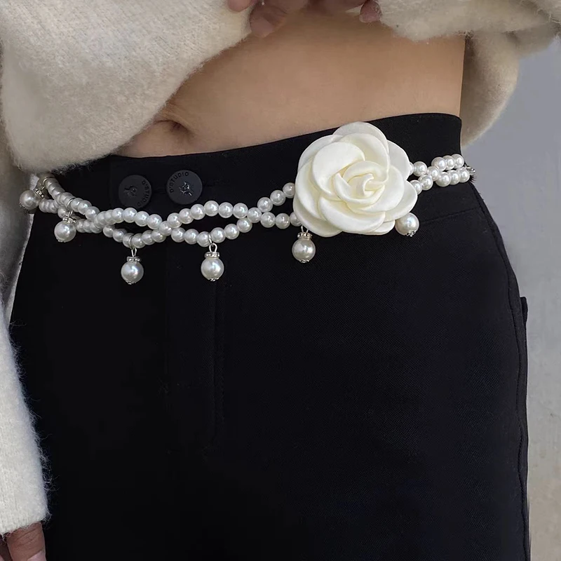 Ceinture en chaîne de taille en perles multicouches rétro Y2K pour femmes, accessoires de bijoux de corps élégants pour fête et tenue décontractée