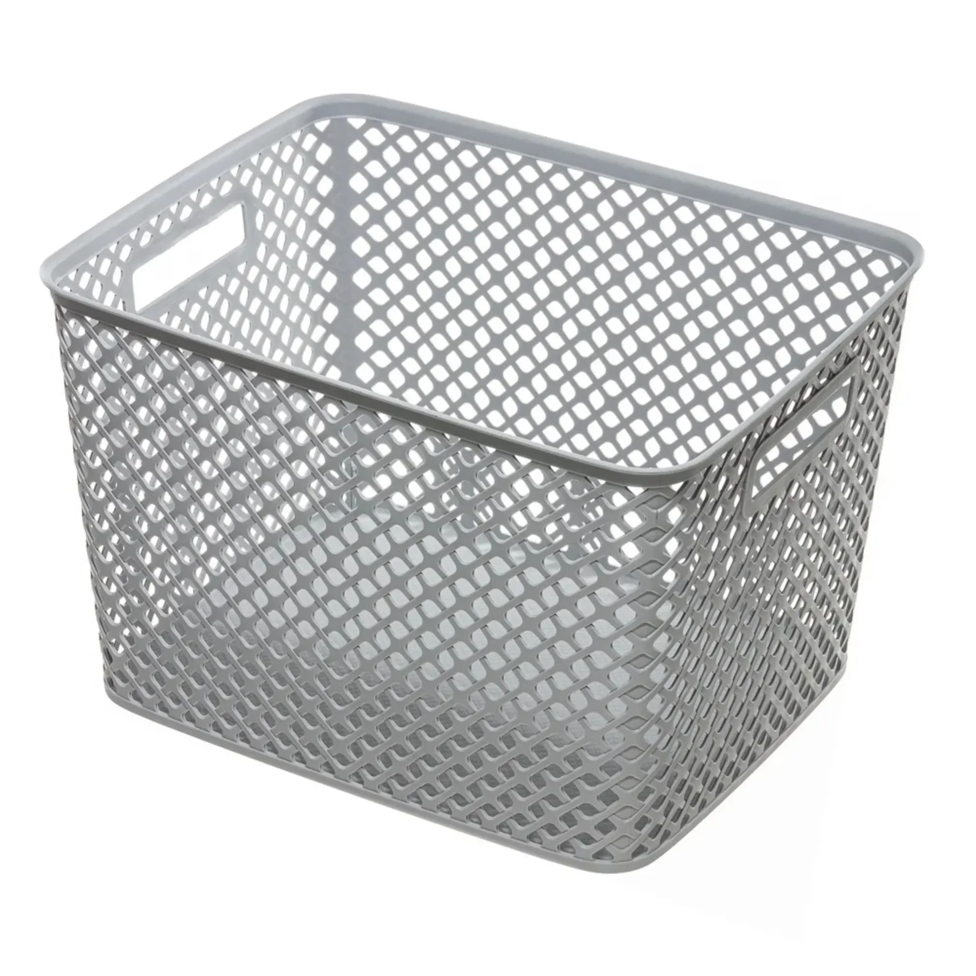 Extra Large Gray Plastic Storage Basket with Lid, Decorative Organizer Bin for Blankets, Toys, Clothes, Home Decor
