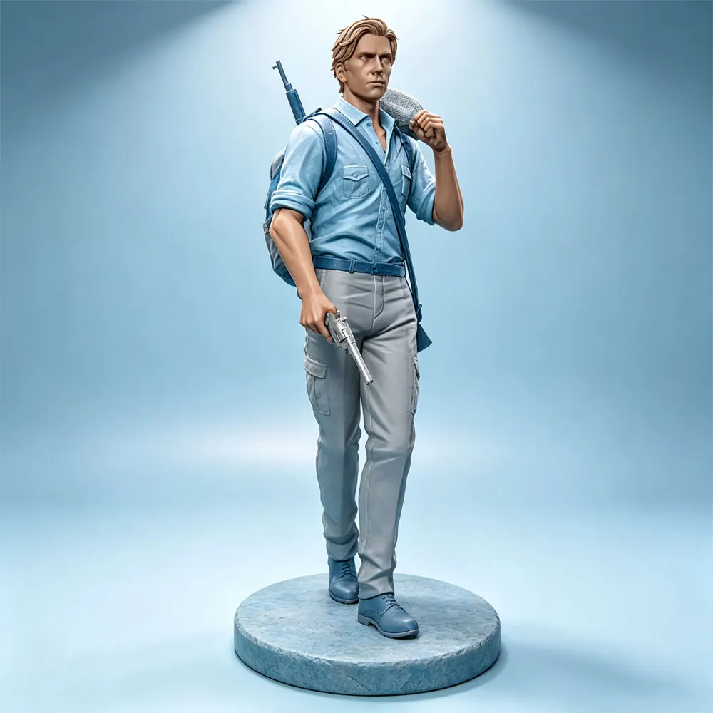 1/24/6 Resin model kit of the lone hunter carrying a hunting rifle, collectible figure, mini 3D printed grey model, not painted
