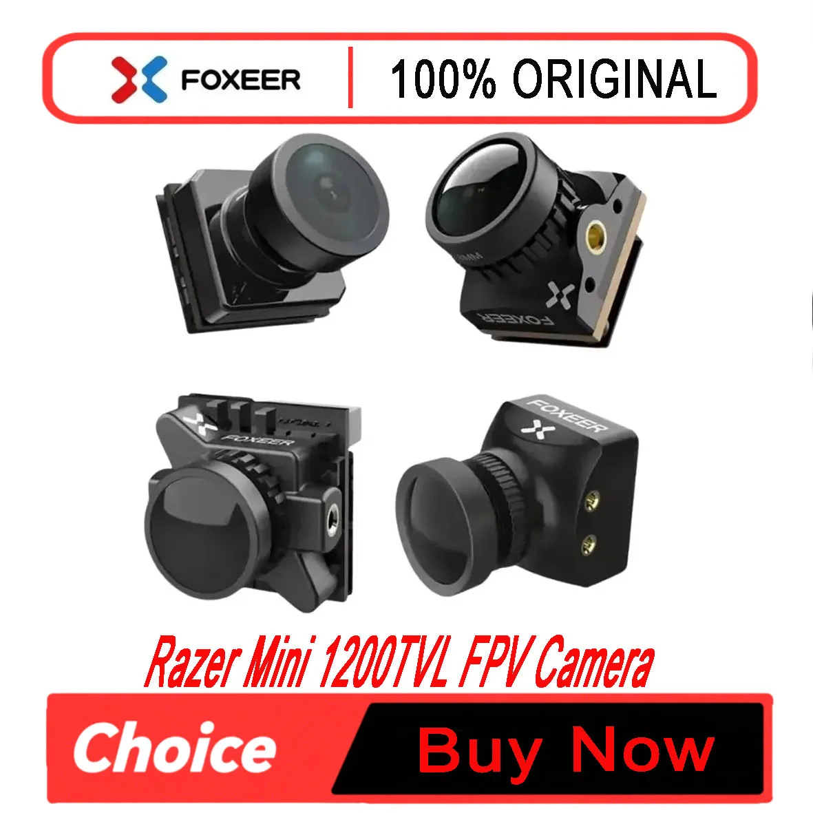 Foxeer Razer Pico Mini Micro NANO 1200TVL FPV Camera 4:3 16:9 NTSC PAL Switchable for RC Drone, 1.8mm Lens, Low Latency, Lightwe