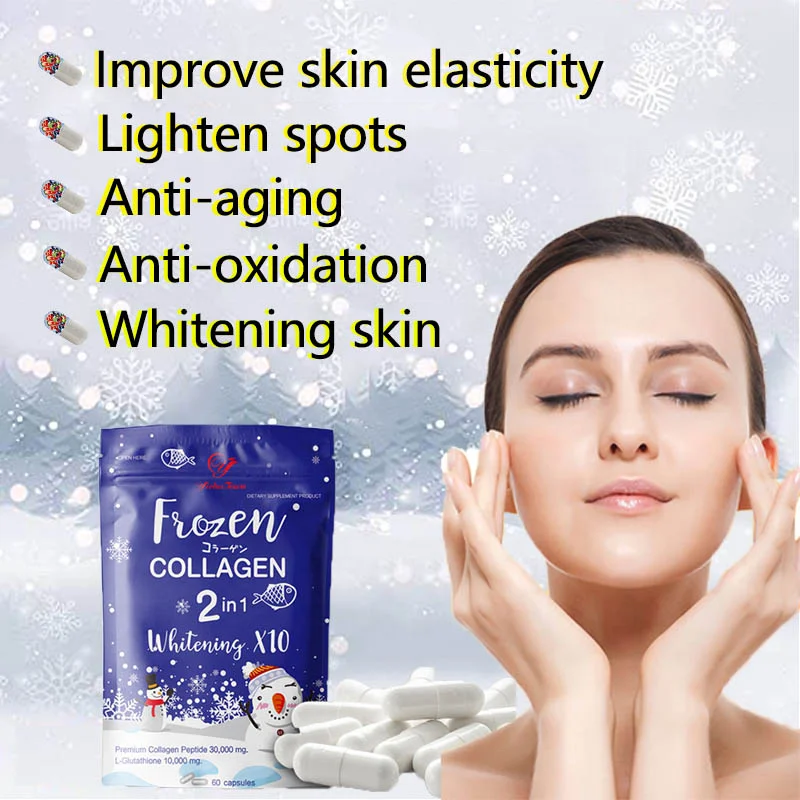 2 Pcs Frozen Collagen 2in1 Peptide Capsules For Women Replenishing Collagen Peptide And Glutathione Vitamin C