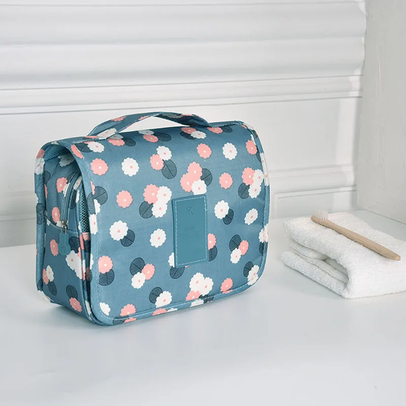 Polyester Hook Cosmetic Bag Women Makeup Bag High Capacity Toiletry Storage Pouch Travel Make Up Organizer Waterproof Beauty Bag