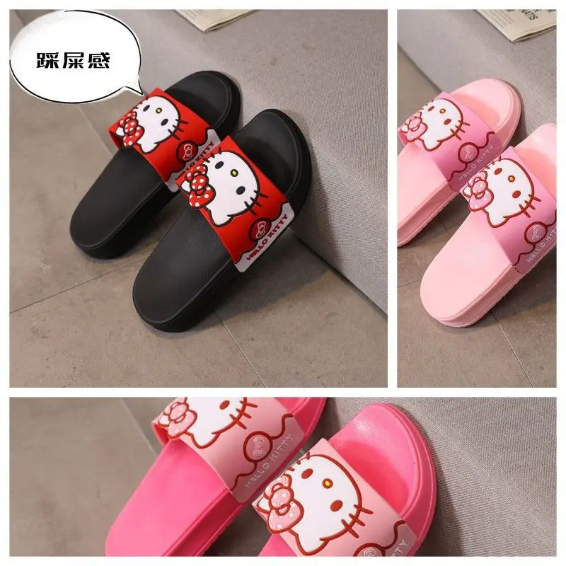 Hello Kittys Sanrios Girl Slippers Child Parent-Child Anti-Slip Soft Bottom Slippers Bathroom Bath Sandals Anime Child Shoe