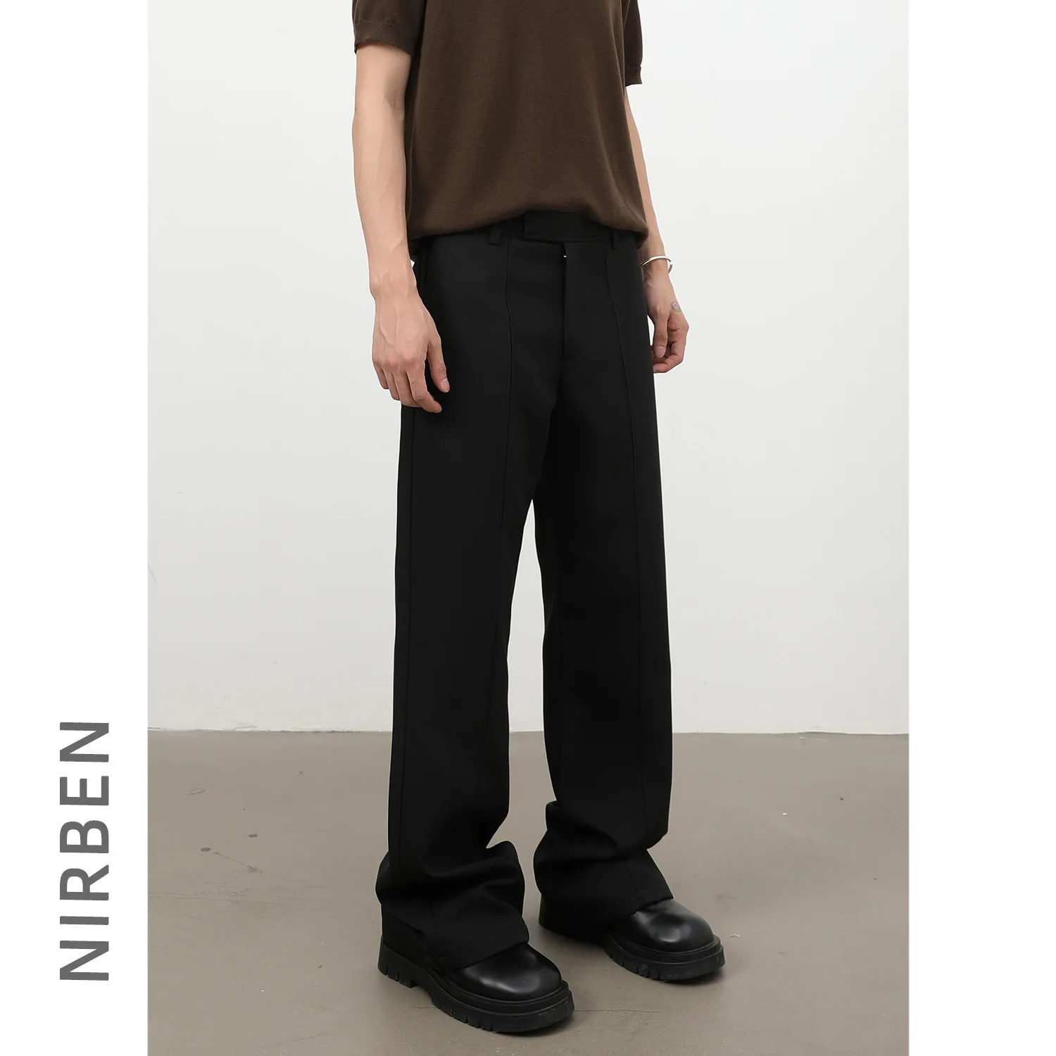 Men's Solid Color Elastic Waist Casual Trendy Loose Simple Basic Daily Suit Trousers Male 2026 New Fashion Pants Bottom Clothes