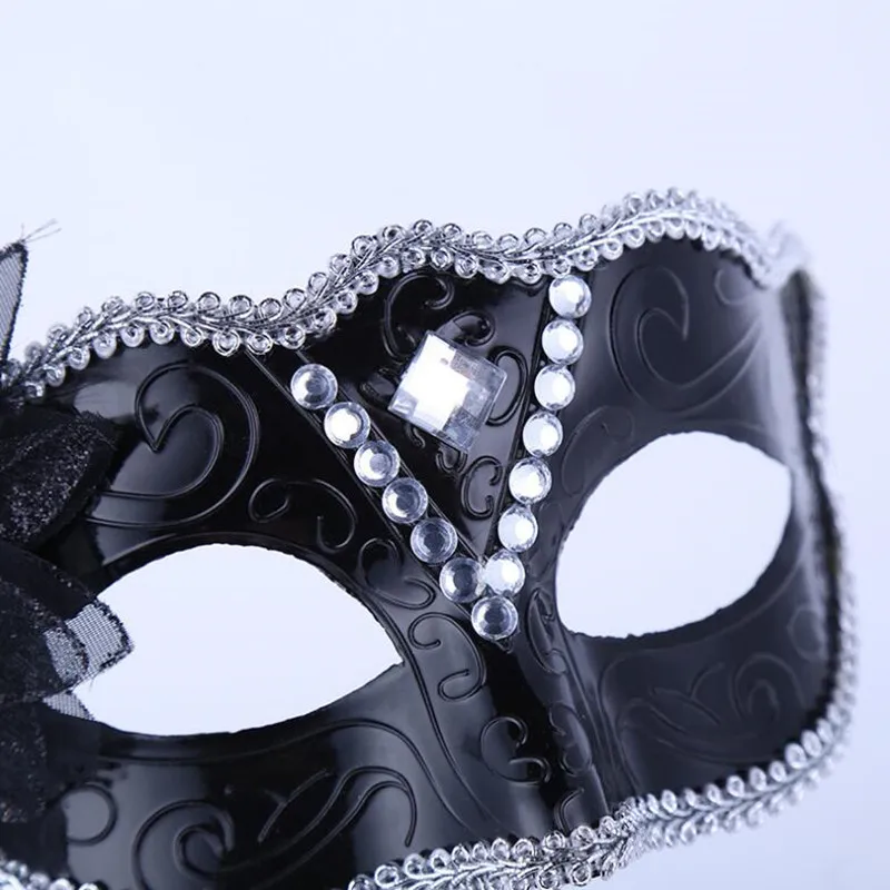 20 pezzi di fascino fiore di piume maschera portatile principessa veneziana maschere in maschera su un bastone donne ragazze festa di ballo decorazioni natalizie