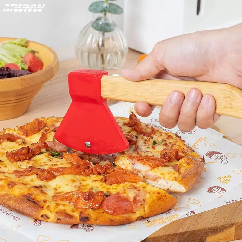 1Pcs Axe Stainless Steel Cutter Multi-purpose Pizza Cake Dough Slicing Tool Baking Kitchen Accessories with Sharp Blade Wheel