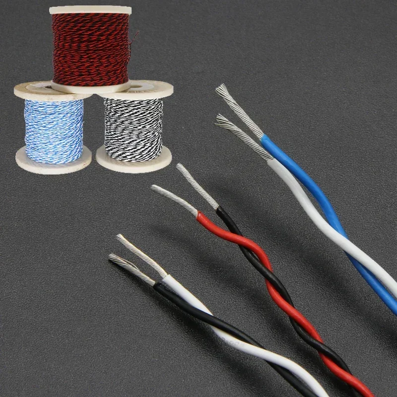 

2/5/10m AFS200 PTFE Wire 2pins 26/25/24/22/20/18/17/15/13AWG High Temperature DIY FEP Twised Pair Electronic Signal Copper Cable