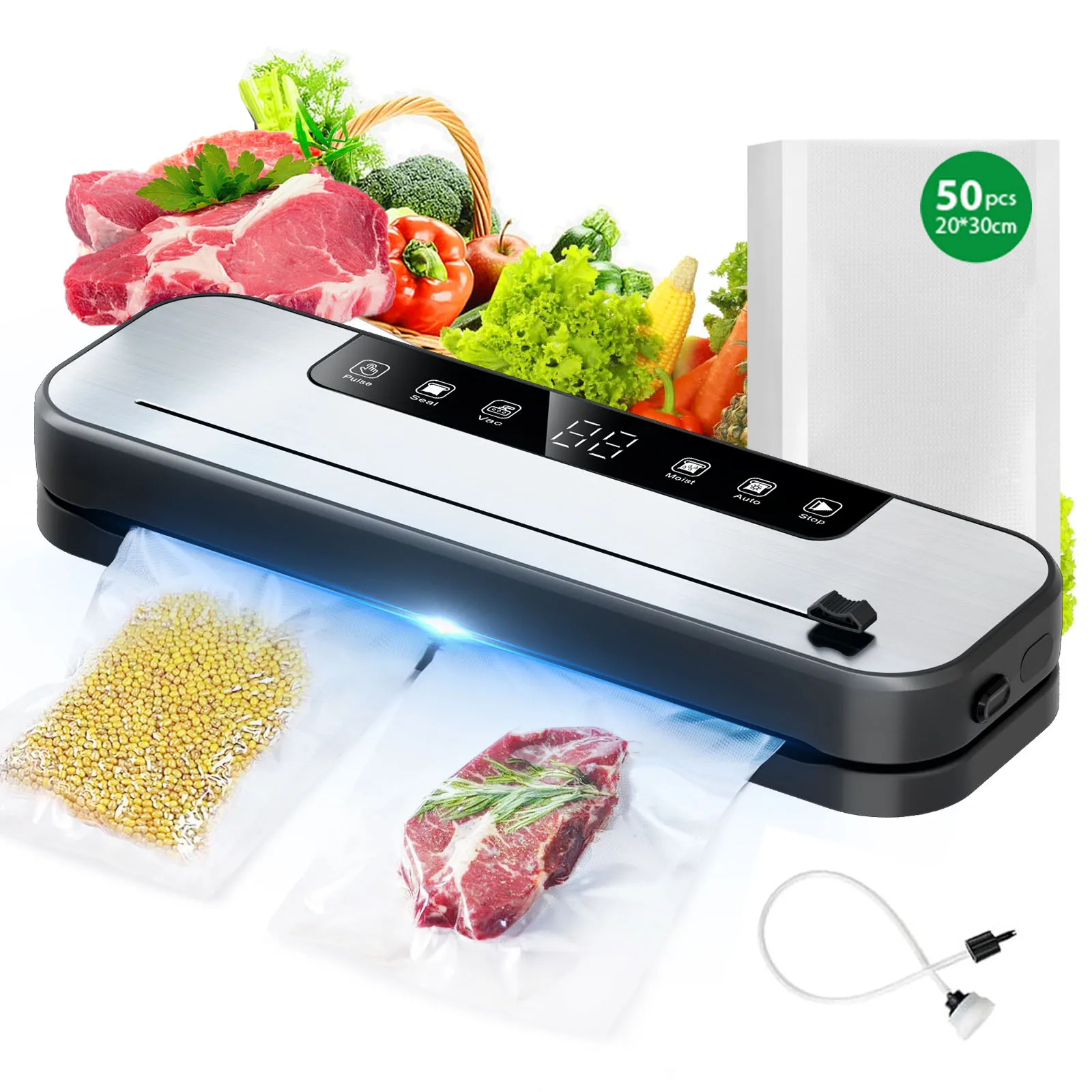 6in1 Vacuum Sealer Packaging Machine Food Vacuum Sealer With 50pcs Vacuum bags Household Vacuum Food Sealing