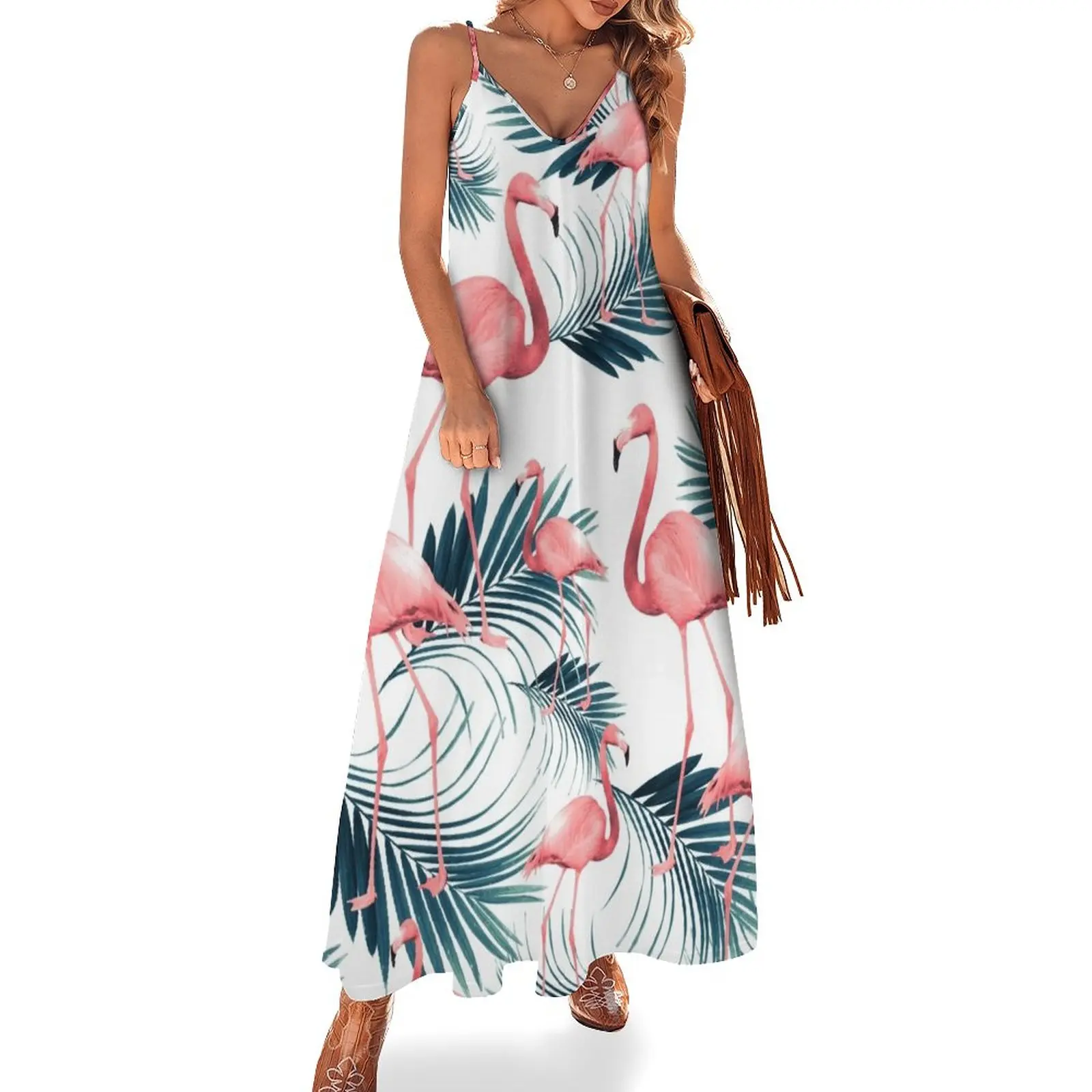 

Summer Flamingo Palm Vibes #1 #tropical #decor #art Sleeveless Dress ladies dresses for special occasion luxury dresses