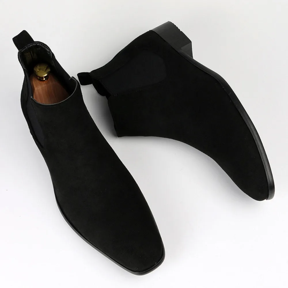 Men's Short Boots Winter Men's High-top Chelsea Boot New Small Square Head Fashion Men's Shoes Versatile Ankle Boots